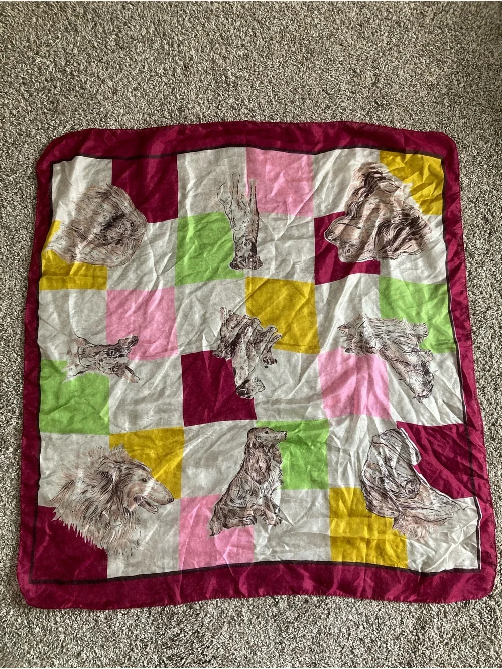 Adorable dog silk scarf/bandana